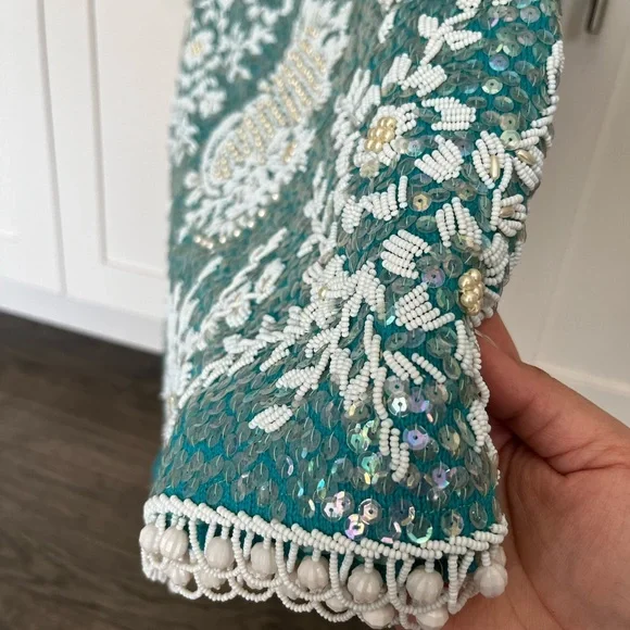 Stephen Chu 'Beaded Sweater Factory' lined sequin beaded sleeveless top M - Picture 7 of 12